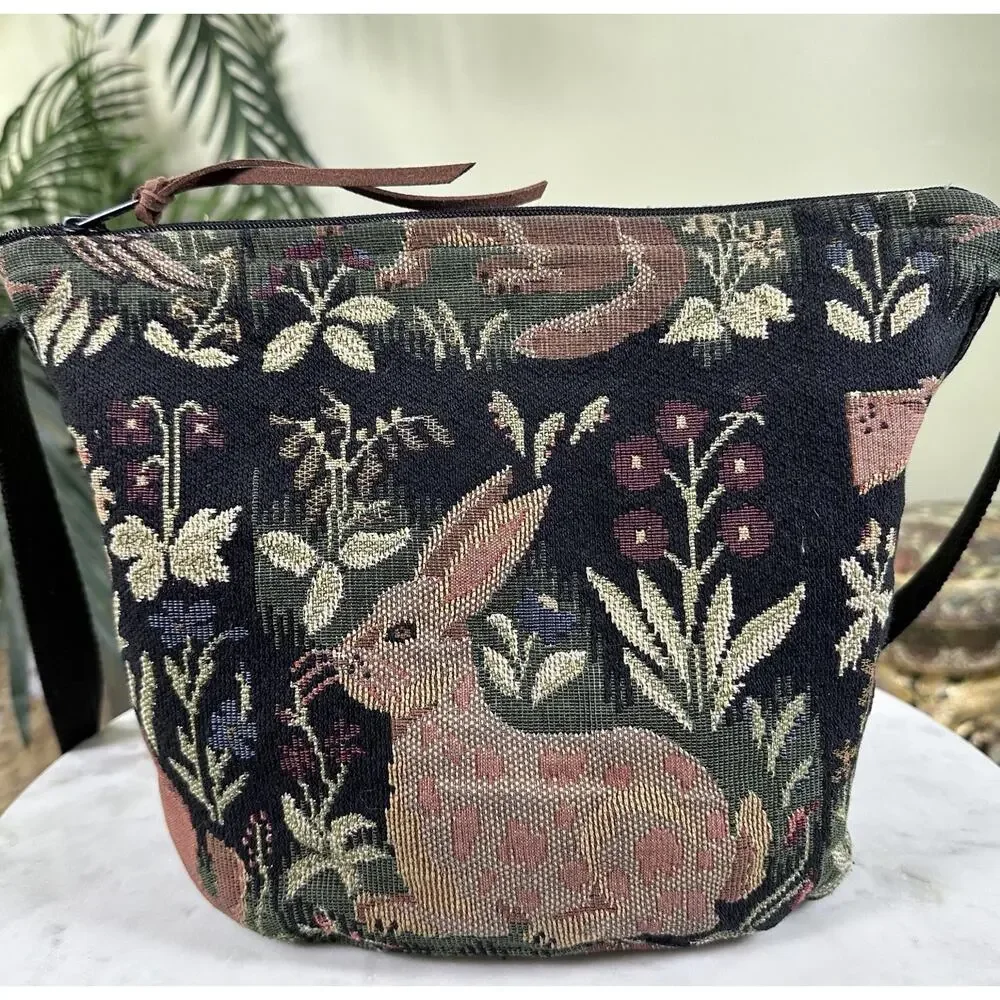 Doodle Bag Tapestry Bag Vintage 2YK Dog Rabbit Bunny Botanical Florida Grown